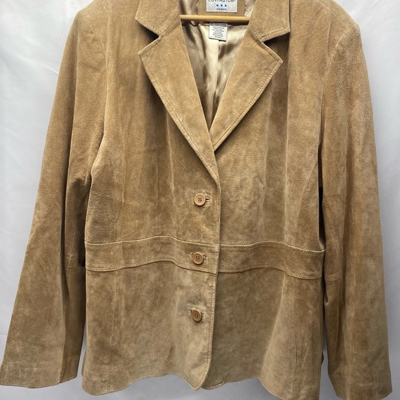 Covington Tan Suede Blazer W 20-22 Lined 3 Button Closure CLASSIC - Picture 1 of 14